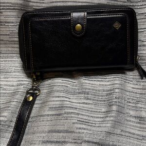 Pola black leather wristlet nwot